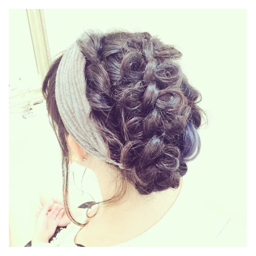 流行ヘアアレンジ【編み込みリボン】☆可愛いターバンアレンジ☆解説付き  ＠大阪＠豊中
