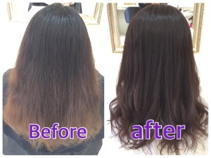 【ボルドー系カラー】艶感と透明感のあるパープルアッシュグレーのナチュラルグラデーションカラー【かおりさん】の髪。