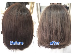 黒染めしてる方のアッシュグレーにしていく為のプロセスをご紹介【さやかさん】の髪