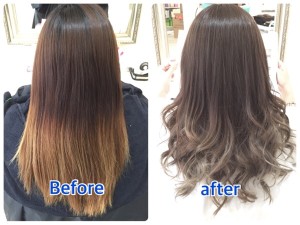 毛先を白っぽくしたい方は必見の段階を踏むアッシュグレーのグラデーションカラー【さやかさん】の髪