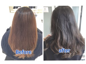 アッシュがすぐに退色してしまう方必見のアッシュグレーの染め方【まいさん】の髪。