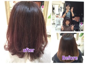 【ボルドー系カラー】積み重ねるごとにパープルが綺麗に染まる【やすこさん】の髪。