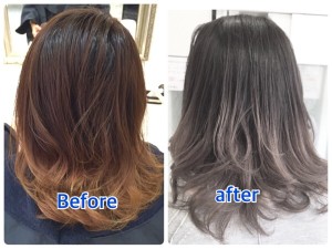 積み重ねるクオリティーのアッシュグレーのグラデーションカラーが綺麗【やよいさん】の髪