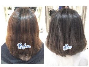 ボブでも似合う！！外国人風アッシュグレーのグラデーションカラー【ようこさん】の髪