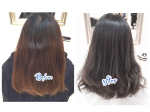 外国人風アッシュグレーのナチュラルグラデーションカラー【なぎささん】の髪