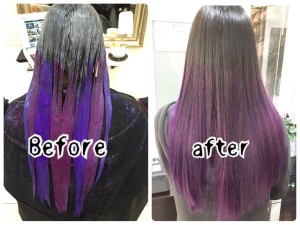 もはや神パープルのグラデーションカラー|アーティスト【チアキコハラさん】の髪。