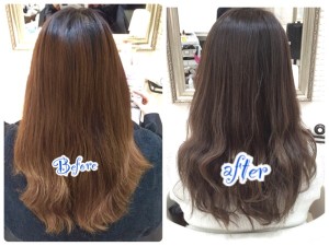 明るさはキープしたいけど髪が柔らかくなるアッシュグレー【さやかさん】の髪