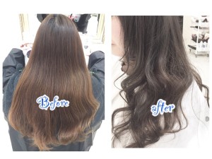 外国人風シルバーアッシュグレーへの道。2回目はさらに綺麗に染まります【りなさん】の髪