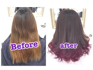 カラーバターを使った毛先濃いめピンクのグラデーションカラー【あすかさん】の髪