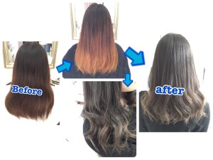 毛先を白っぽく魅せる外国人風アッシュグレーのグラデーションカラー【なぎささん】の髪。