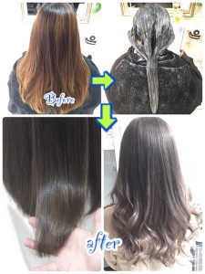 積み重ねる赤味抹殺カラー！外国人風ミルクティーアッシュグレー【あやなさん】の髪