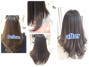 色持ち・透明感が抜群な外国人風ブルージュのグラデーションカラー【さやかさん】の髪