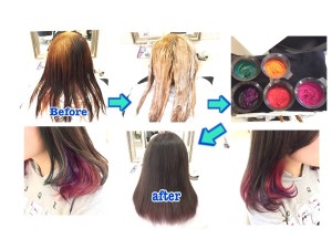 カラーバターを使った外国人風アッシュグレーとスペシャルインナーカラーの極みカラー【くみかさん】の髪