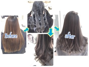 赤味抹殺されていく外国人風ブルージュの透明感がやばい【まりえさん】の髪