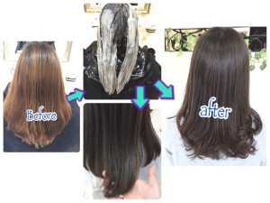 髪の毛に艶が出る外国人風ブルージュの染め方はナチュラルグラデーション【ゆきえさん】の髪