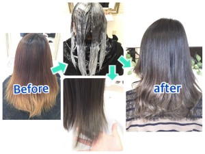 積み重ねる赤味抹殺外国人風アッシュグレーのグラデーションカラー【やよいさん】の髪