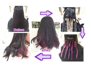 インナーカラー【ピンク×パープル】と外国人風アッシュグレーが抜群！！【わかなさん】の髪