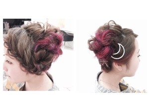 ポニーテール風お洒落カジュアル編み編みアップスタイル【くみかさん】の髪