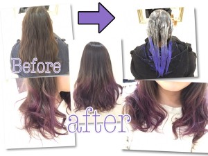 このクオリティーに驚愕！外国人風アッシュグレーのパープルグラデーションカラー【まつりさん】の髪