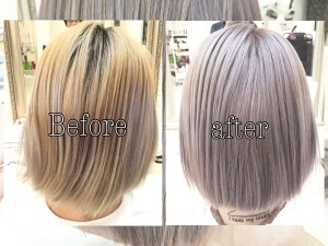 色味が退色したら白くなる外国人風ホワイトパープルカラー【まおさん】の髪