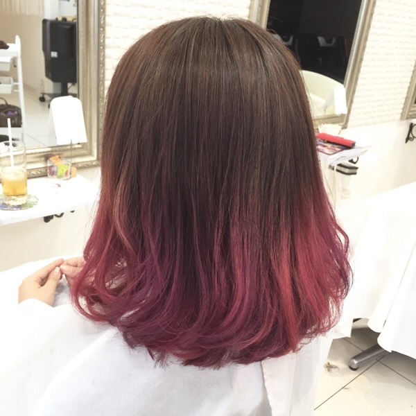 カラーバターを使った ピンク パープル のデザイングラデーションカラー なみちゃん の髪 大阪 豊中 美容院 外国人風カラーアッシュカラー が得意な本田晋一のブログ