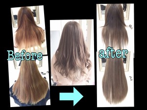 明るめな外国人風カラーは赤味を消したミルクティーアッシュグレー【はるかさん】の髪