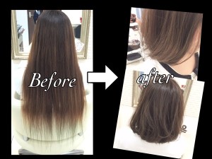 50センチバッサリカットの劇的変身な外国人風スタイル【ゆうかさん】の髪