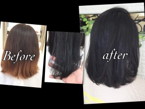 今までの黒染めとは違う透明感のある"青黒染め"がオススメ【ゆかさん】の髪