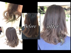 ブリーチサプリメントを使ってダメージレスなアッシュグレーのナチュラルグラデーションカラー【ちかさん】の髪