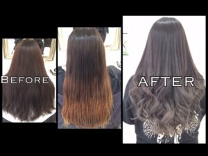 毛先にかけて白っぽくプラチナシルバーアッシュのグラデーションカラー【りいさん】の髪