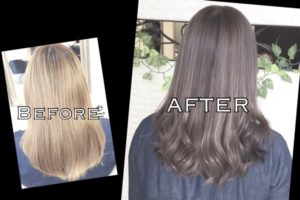 ブリーチ毛からの外国人風カラー"アッシュグレー"の究極系！【ゆりさん】の髪