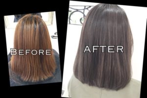 本田流アッシュグレーは赤味と黄色味のバランスが大切!!【ゆかさん】の髪