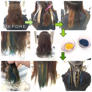 グリーン×イエローのインナーカラーがお洒落すぎて人気！【なつみさん】の髪