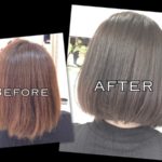 赤味がなかなか消えなくてアッシュにならない方必見のアッシュグレー【みどりさん】の髪