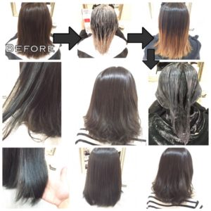 色がとれてくるとお洒落なグラデーションになる進化型アッシュグレー【ちかさん】の髪