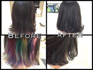 トロピカルインナーカラーからブルーアッシュグレーに変えた【みえさん】の髪