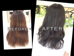 退色しても透明感の残る濃いめ"ブルーアッシュグレー"【もえのさん】の髪