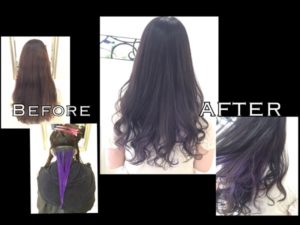 ネイビーのインナーカラー×ブルーアッシュグレー【はるなさん】の髪