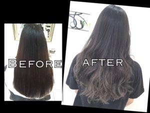 黒染めからの外国人風アッシュグレーのグラデーションカラー【あつこさん】の髪