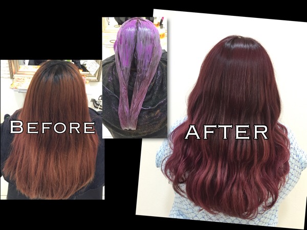 カラーバターを使った濃いピンクパープルカラーをしたい方への再現マニュアル【まゆこさん】の髪