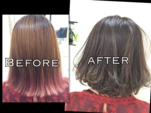 切りっぱなしボブとアッシュグレーの外国人風カラー【なみちゃん】の髪