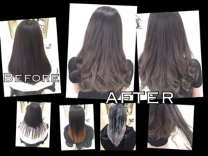 黒染めからの外国人風カラーといえば濃厚なアッシュグレーのグラデーションカラー【あいりさん】の髪