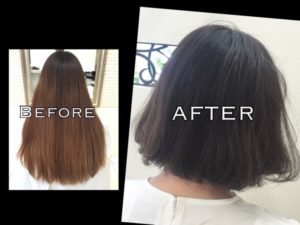 ブリーチを使わずに濃いめなブルーアッシュグレーにするダブルカラー【ますみさん】の髪