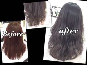 ダメージしたくない方へ！ブリーチしないで赤味抹殺アッシュグレーに！【かなえさん】の髪