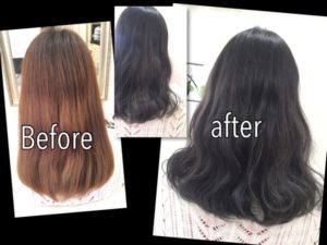 濃いめな"ブルーアッシュグレー"で黒く見えるグレー!【まなみさん】の髪