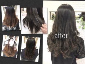 秋は細めのハイライト×バイオレットアッシュグレーで透明感と艶感を！！【きょうこさん】の髪