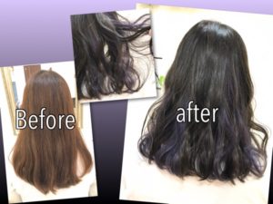 ネイビーのインナーカラーとブルーアッシュグレーが綺麗すぎる【りさこさん】の髪