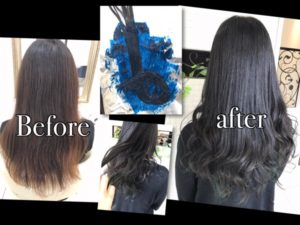 赤味抹殺カラー！ブルーアッシュグレー×インナーカラーグリーン【ゆずかさん】の髪