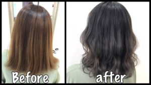 秋にオススメな濃いめアッシュグレーの積み重ね外国人風カラー【まりなさん】の髪