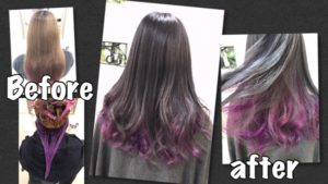 ブリーチ毛にバイオレットアッシュ×パープルのインナーカラーが綺麗すぎてヤバイ！